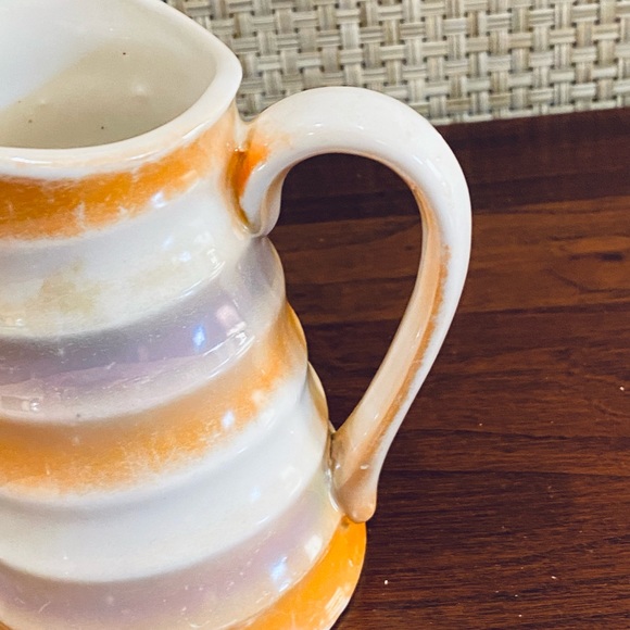 🍁🌟3xHP🌟VTG 1920-30 Hand-Painted Orange Cream Czechoslovakian Ceramic Pitcher - Picture 3 of 9